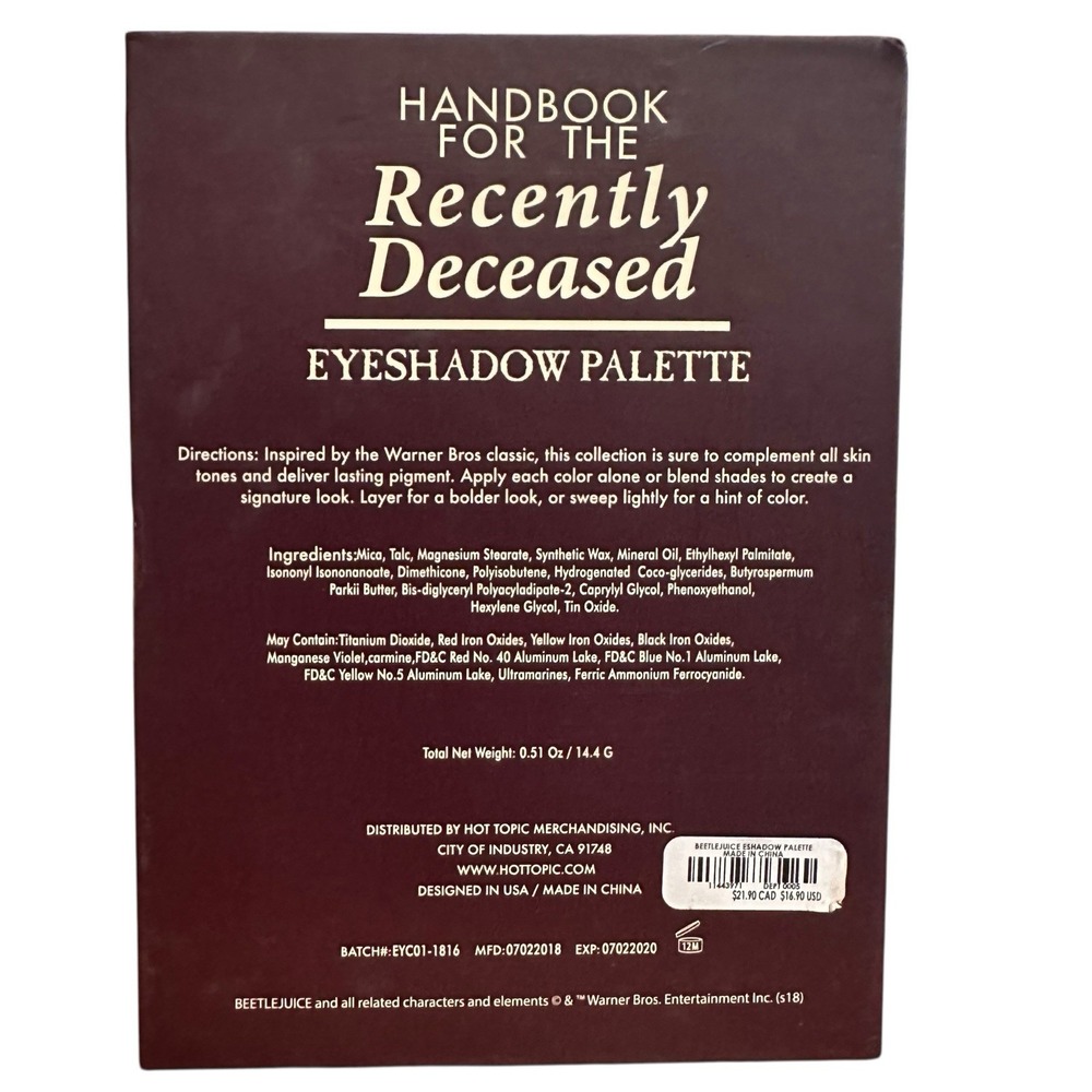 BEETLEJUICE Handbook For The Recently Deceased Eyeshadow Palette Makeup NEW Goth - Picture 2 of 4